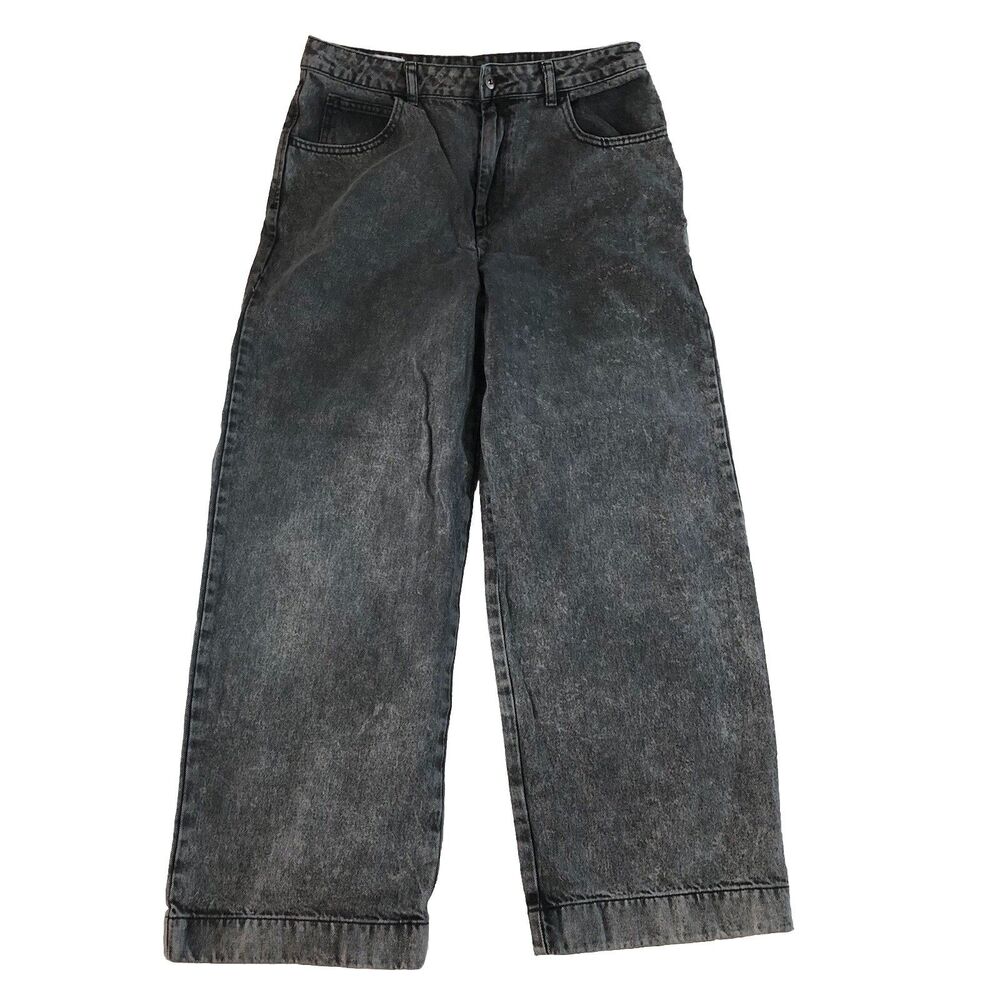 COLLUSION x007 Women’s Wide Leg Jeans Washed Black Acid Wash Size 32x28 04232026